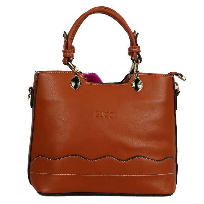 Orange Artificial Leather  Handbag For Women